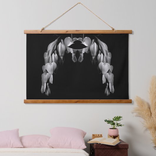 bloeding hartbloemen in zwart-wit Abstract Hangend Wandkleed (Slaapkamer)