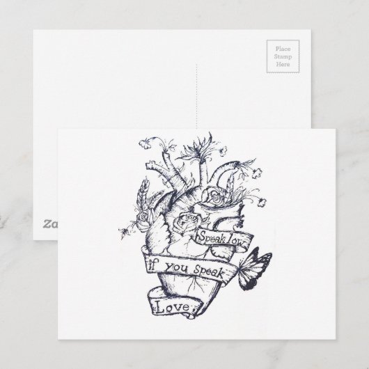 Bloeding Hartslag Briefkaart (Voorkant / Achterkant)