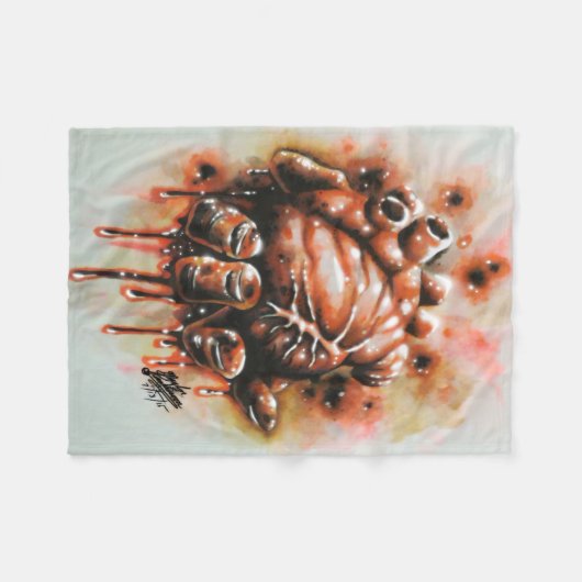 Bloeding Hartslag Fleece Deken (Voorkant (Horizontaal))