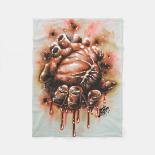 Bloeding Hartslag Fleece Deken (Voorkant)