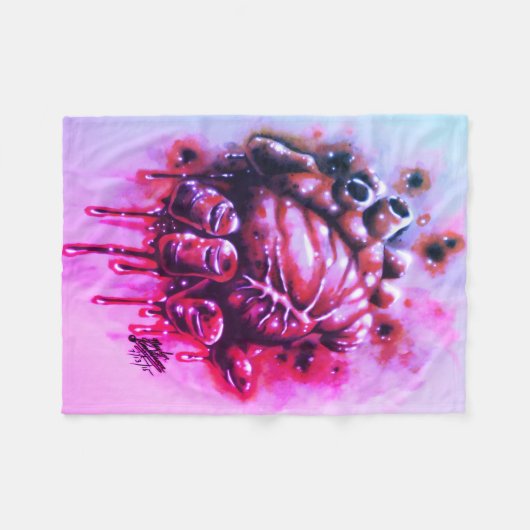 Bloeding Hartslag Fleece Deken (Voorkant (Horizontaal))