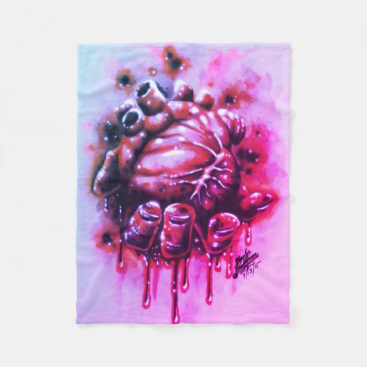 Bloeding Hartslag Fleece Deken (Voorkant)