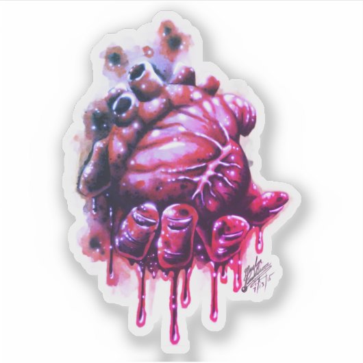 Bloeding Hartticker Sticker (Voorkant)