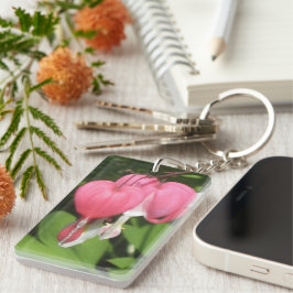 Bloedingen Hart Acryl Rechthoek Sleutelhanger