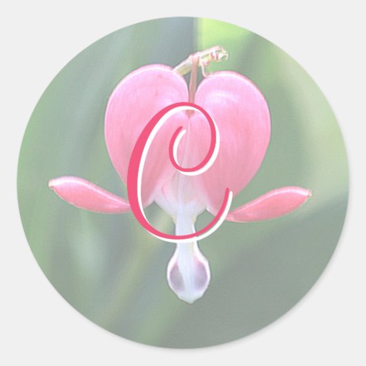 Bloedingen Hartbloemen Monogram C Stickers (Voorkant)