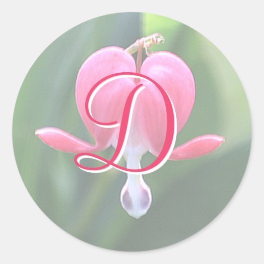Bloedingen Hartbloemen Monogram D Stickers (Voorkant)