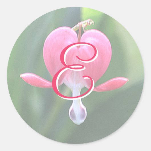 Bloedingen Hartbloemen Monogram E Stickers (Voorkant)