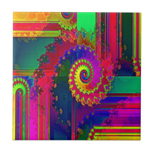 Bloedingskleuren Fractal Tegeltje (Voorkant)