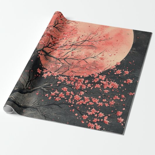 Bloedinmaan Sakura Inktwassing (2) Cadeaupapier (Uitgerold)