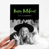 Bloedkalk groene Halloween-fotokaart