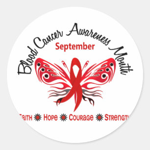 Bloedkanker Bewustmafbeelding Maand Butterfly 3.2 Ronde Sticker