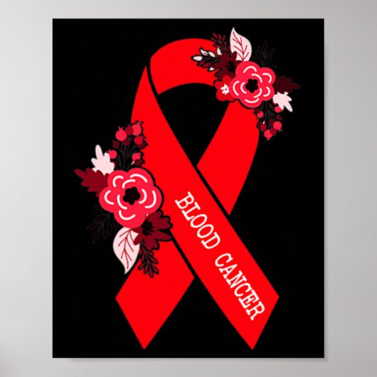 Bloedkanker Bewustmaking Floral Red Ribbon kan Poster (Voorkant)
