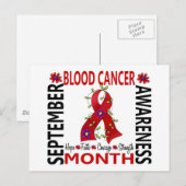 Bloedkanker Bewustmakingsmaand Bloedstollingslint Briefkaart (Voorkant / Achterkant)