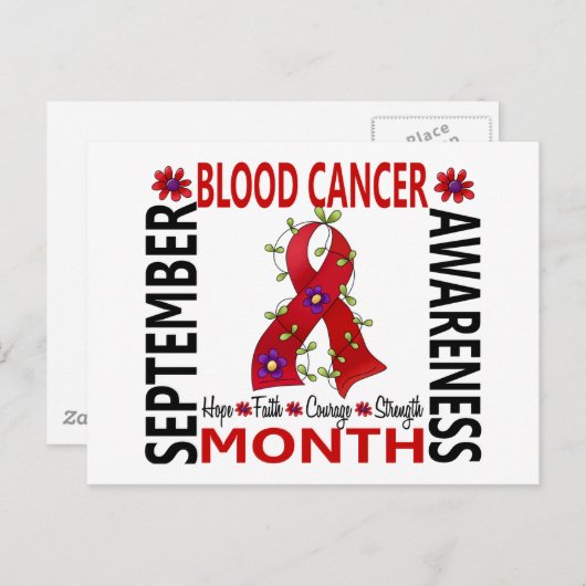Bloedkanker Bewustmakingsmaand Bloedstollingslint Briefkaart (Voorkant / Achterkant)