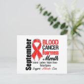Bloedkanker Bewustmakingsmaand Rode lint Briefkaart (Staand voorkant)