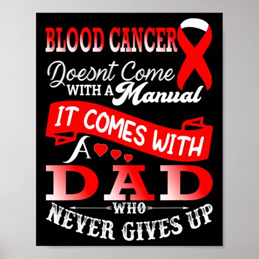 Bloedkanker Bewustzijn Rode Lint Papa Vader Steun Poster (Voorkant)