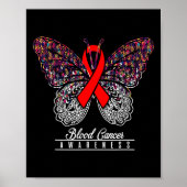 Bloedkanker bewustzijn Vlinder Liefhebbers Cadeaus Poster (Voorkant)