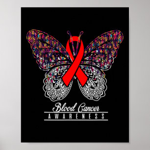 Bloedkanker bewustzijn Vlinder Liefhebbers Cadeaus Poster