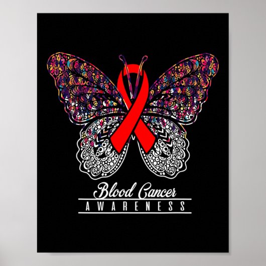 Bloedkanker bewustzijn Vlinder Liefhebbers Cadeaus Poster (Voorkant)