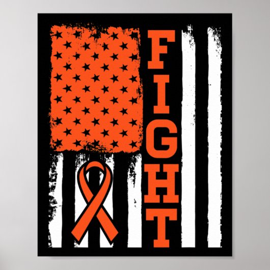 Bloedkanker Leukemie Vlag tegen kanker - Bewustzij Poster (Voorkant)