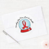 Bloedkanker Ribbon Merry Kerstmis Snowglobe Ronde Sticker (Envelop)