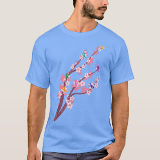 Bloedkanker Ribbons Cherry Blossom Sakura Cancer T-shirt