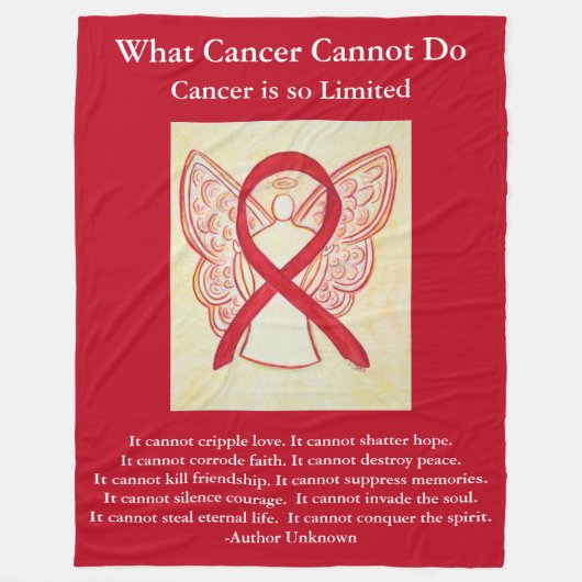 Bloedkanker Rood bewustzijn Lint Chemo Blanket Fleece Deken (Voorkant)