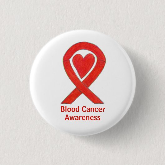Bloedkanker Rood hartbewustzijn Ronde Button 3,2 Cm (Voorkant)