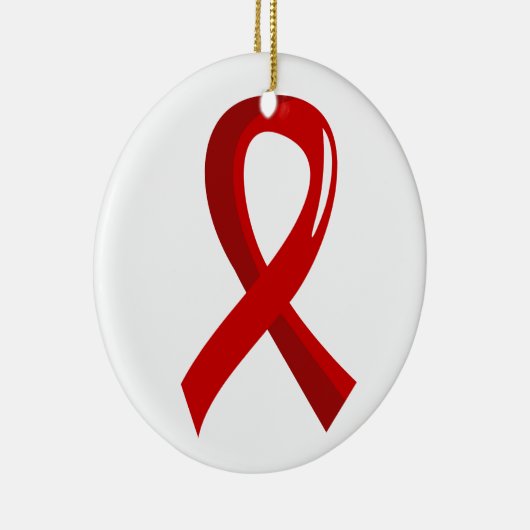 Bloedkanker Rood lint 3 Keramisch Ornament (Rechts)