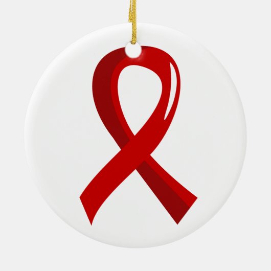 Bloedkanker Rood lint 3 Keramisch Ornament (Achterkant)