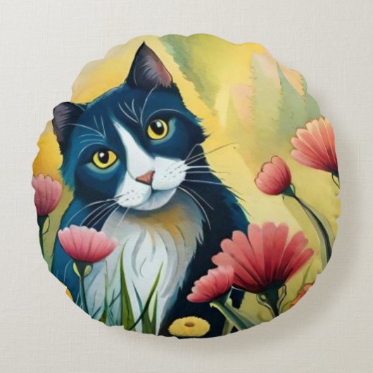 Bloedkat Rond Kussen (Voorkant)