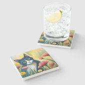 Bloedkat Stenen Onderzetter (Zijkant)