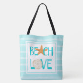 Bloedliefhebbers, aqua/white, zeester & zanddollar tote bag (Achterkant)