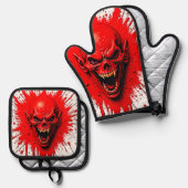 Bloedlust: de wraakzuchtige vampier ovenwant & pannenlap set (Voorkant / Achterkant)