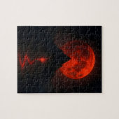 Bloedmaan boven de vurige berg legpuzzel (Horizontaal)