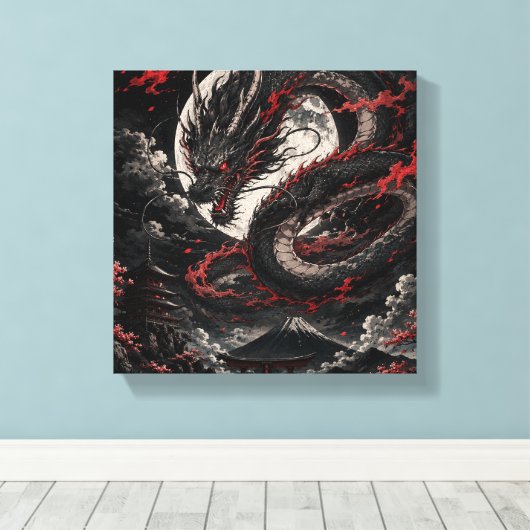 Bloedmaan Draak Canvas Afdruk (Insitu (Houten vloer))