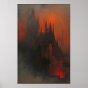 Bloedmaan Dracula Donkere Gotische Kasteel Kunstpr Poster