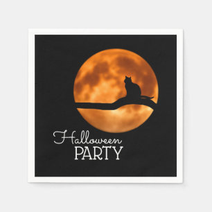 Bloedmaan en kat Silhouette, partij Halloween Servet