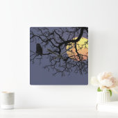 Bloedmaan en Night Owl Silhouette Vierkante Klok (Huis)