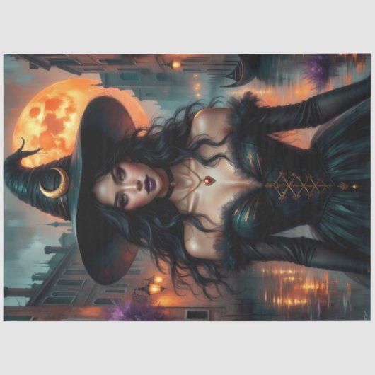 Bloedmaan Gothic Witch - Donkere fantasie Hallowee Tissuepapier (Voorkant)