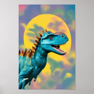 Bloedmaan T-Rex illustratie, Jurassic Dinosaur Poster