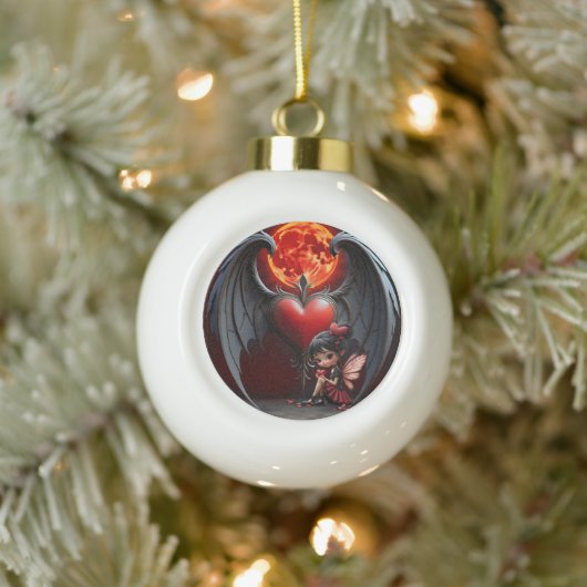 Bloedmaan Valentijnsfee Keramische Bal Ornament (Boom)
