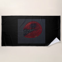 Bloedmaan Verlichte Nacht Strandhanddoek