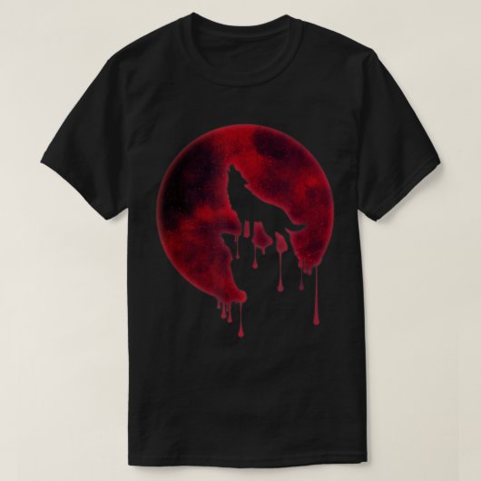 Bloedmaan Wolf Huilend Ontwerp T-shirt (Design voorkant)