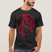 Bloedmaan Wolf Huilend Ontwerp T-shirt (Voorkant)