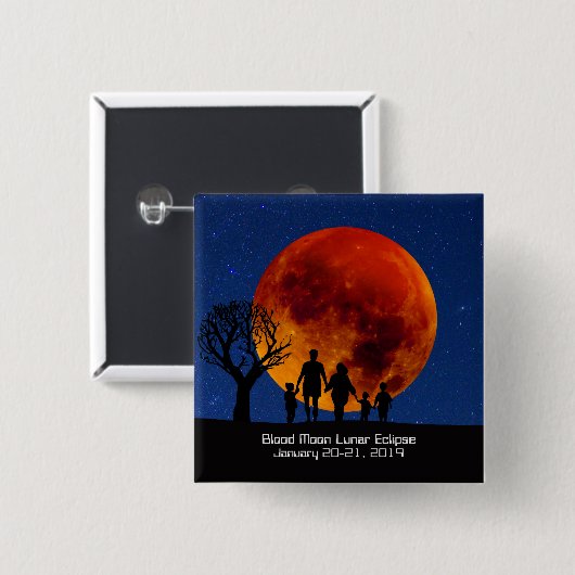 Bloedmaanklip 2019 vierkante button 5,1 cm (Voorkant /achterkant)