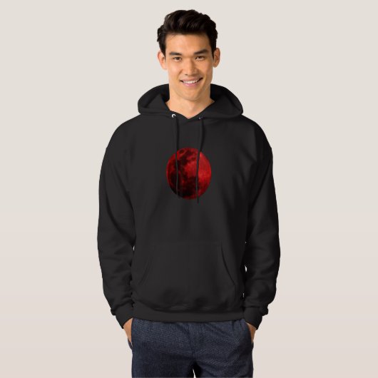 Bloedmaanrood, realistische buitenruimtetoestel hoodie (Voorkant volledig)