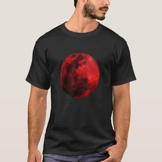 Bloedmaanrood, realistische buitenruimtetoestel t-shirt (Voorkant)