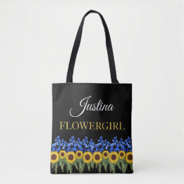 Bloedmeisje Rustic Bluebells & Sunflower Weddensch Tote Bag