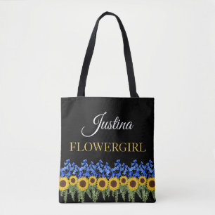 Bloedmeisje Rustic Bluebells & Sunflower Weddensch Tote Bag
